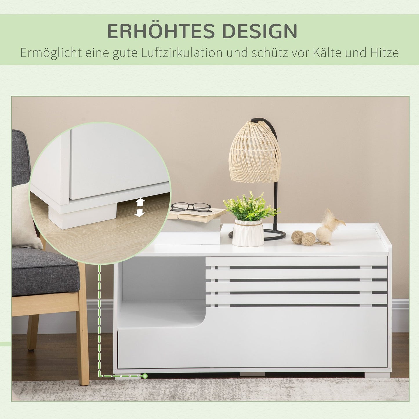Cat cabinet – Side table, white MDF