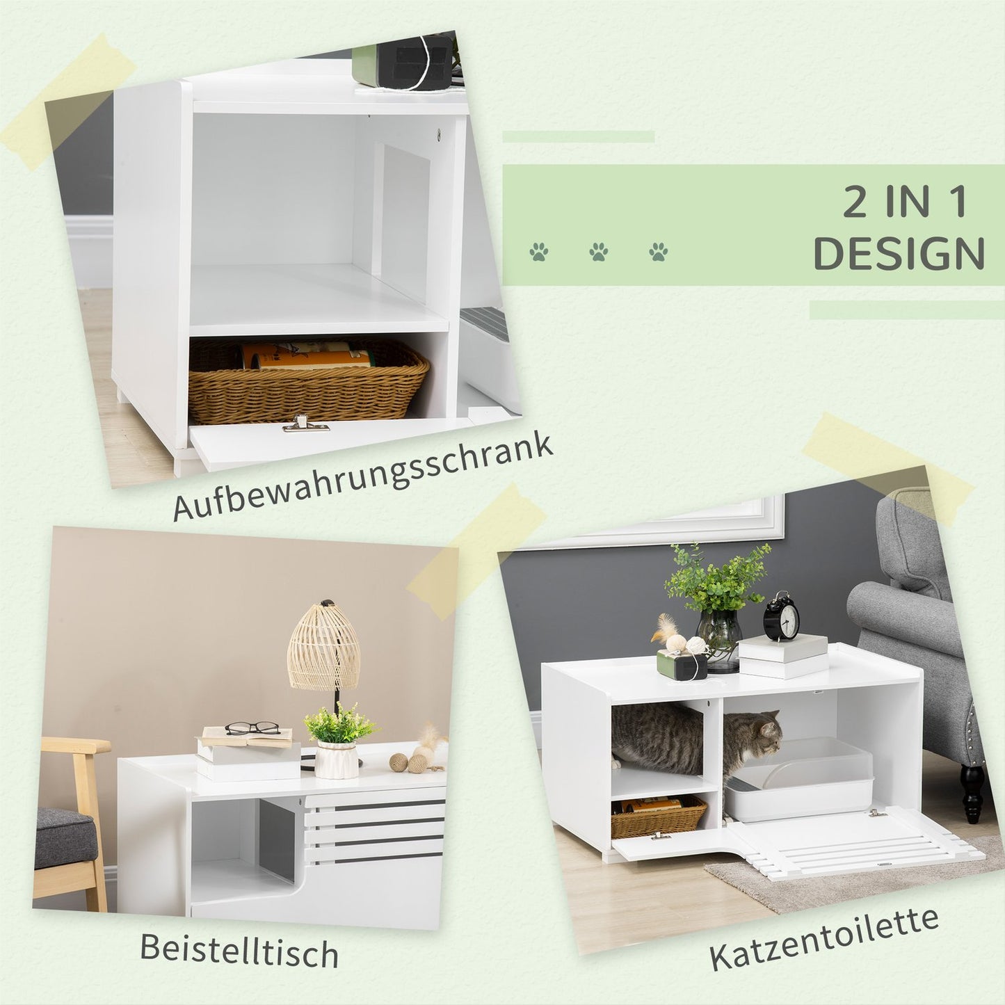Cat cabinet – Side table, white MDF