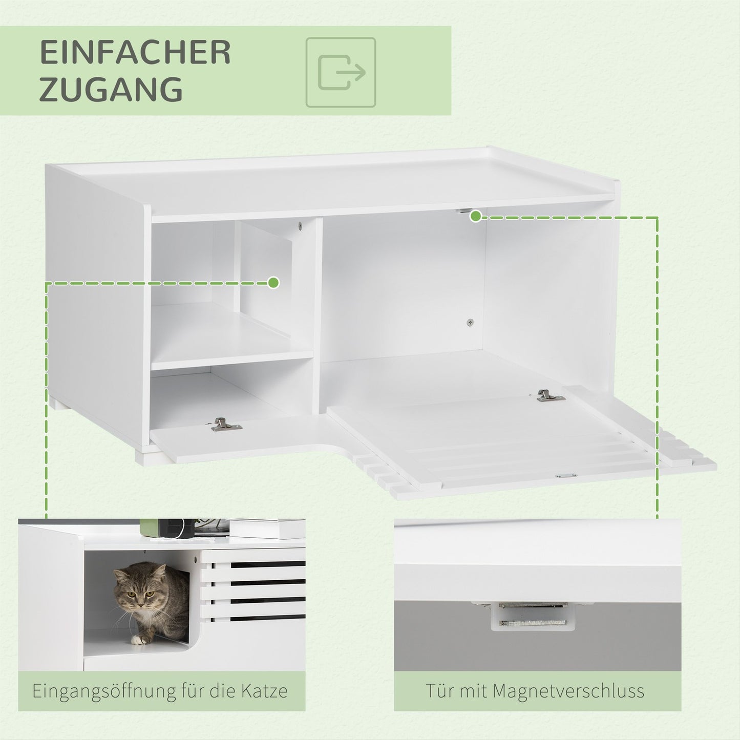Cat cabinet – Side table, white MDF
