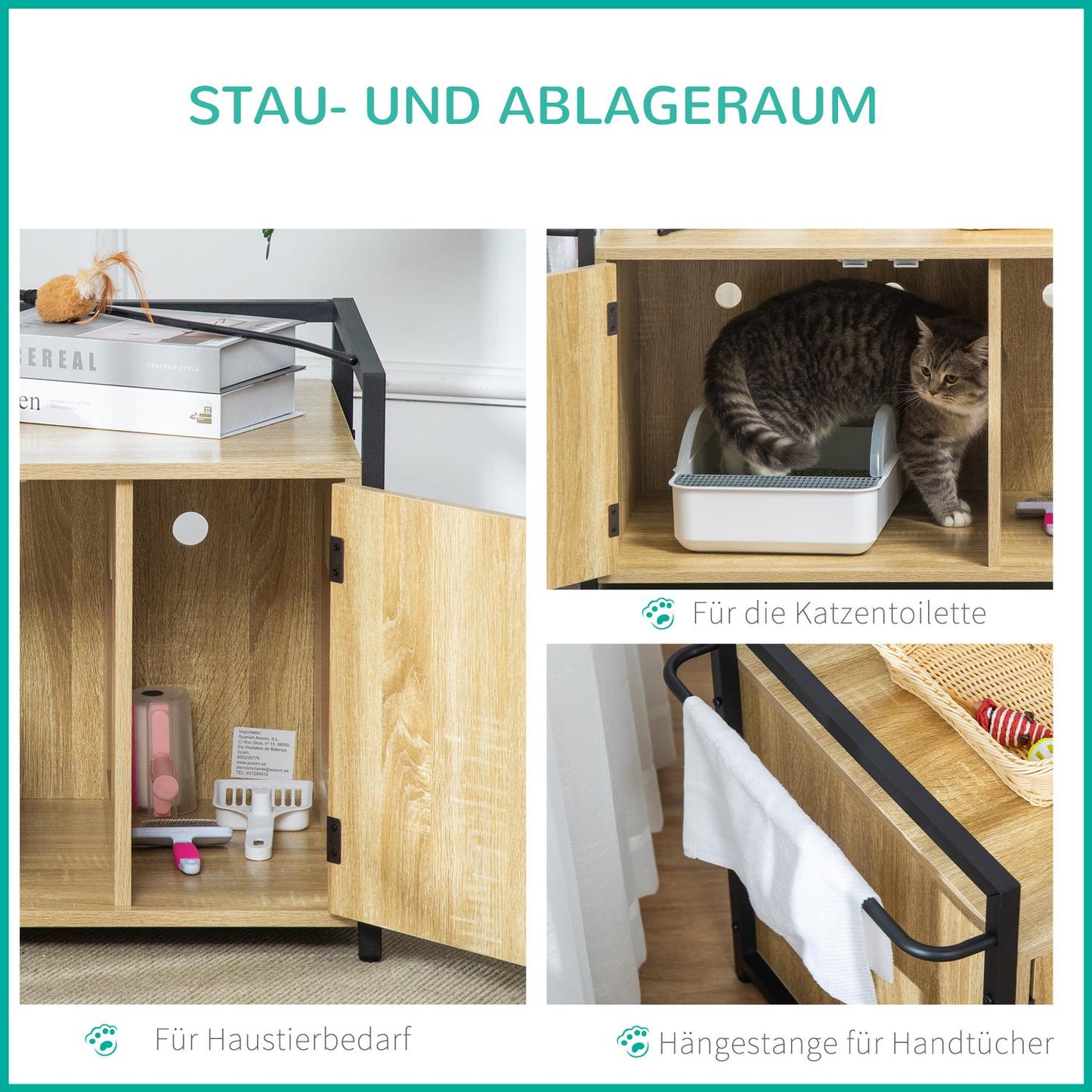 Cat cabinet - natural wood, multifunctional, 82x51x54 cm