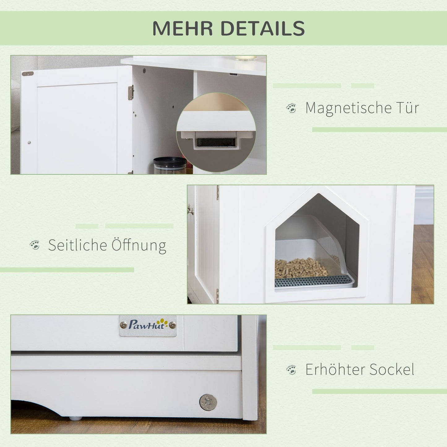 White cat litter box with adjustable divider 86cm