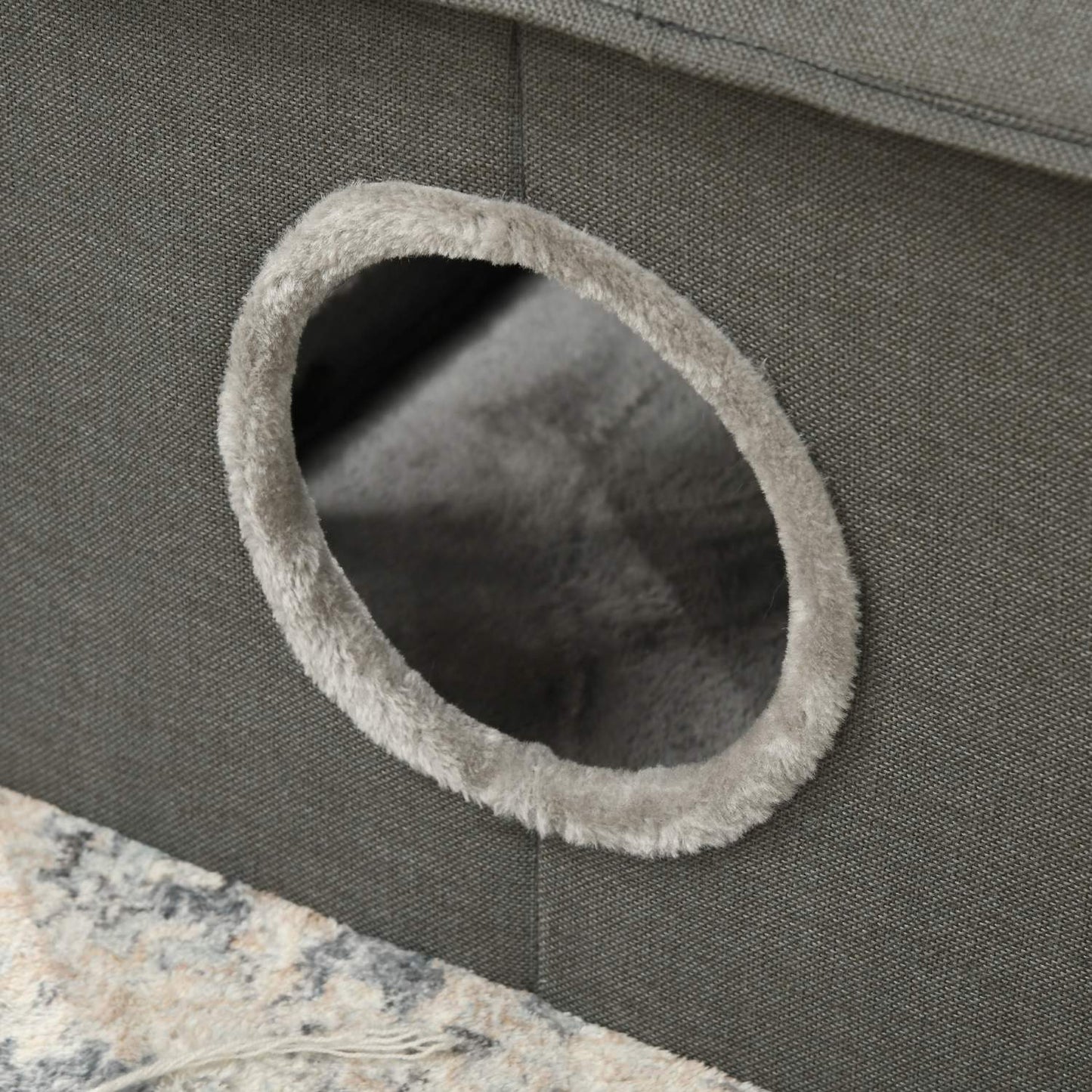 Cat Cave Bed, cozy gray polyester, accommodates cats up to 5 kg