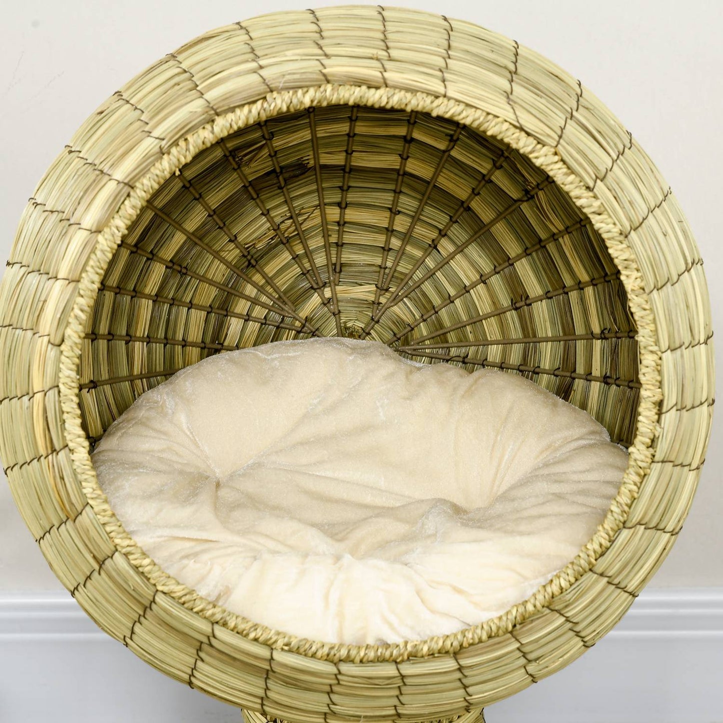 Cat Cave Basket with removable cushion, seaweed, 41x71.5 cm