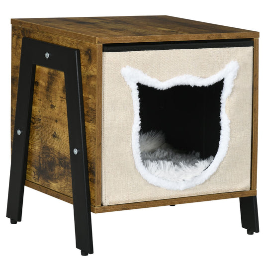 Cat cave with cushion and base, fits cats up to 5 kg, rustic brown