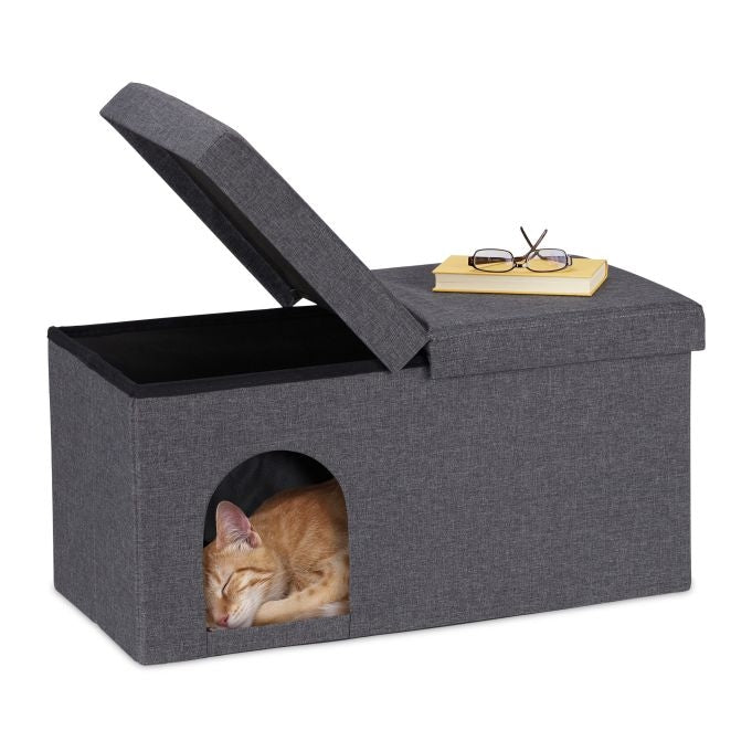 Cat Cave in Grey with Lid