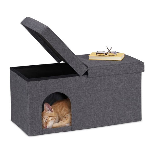 Cat Cave in Grey with Lid