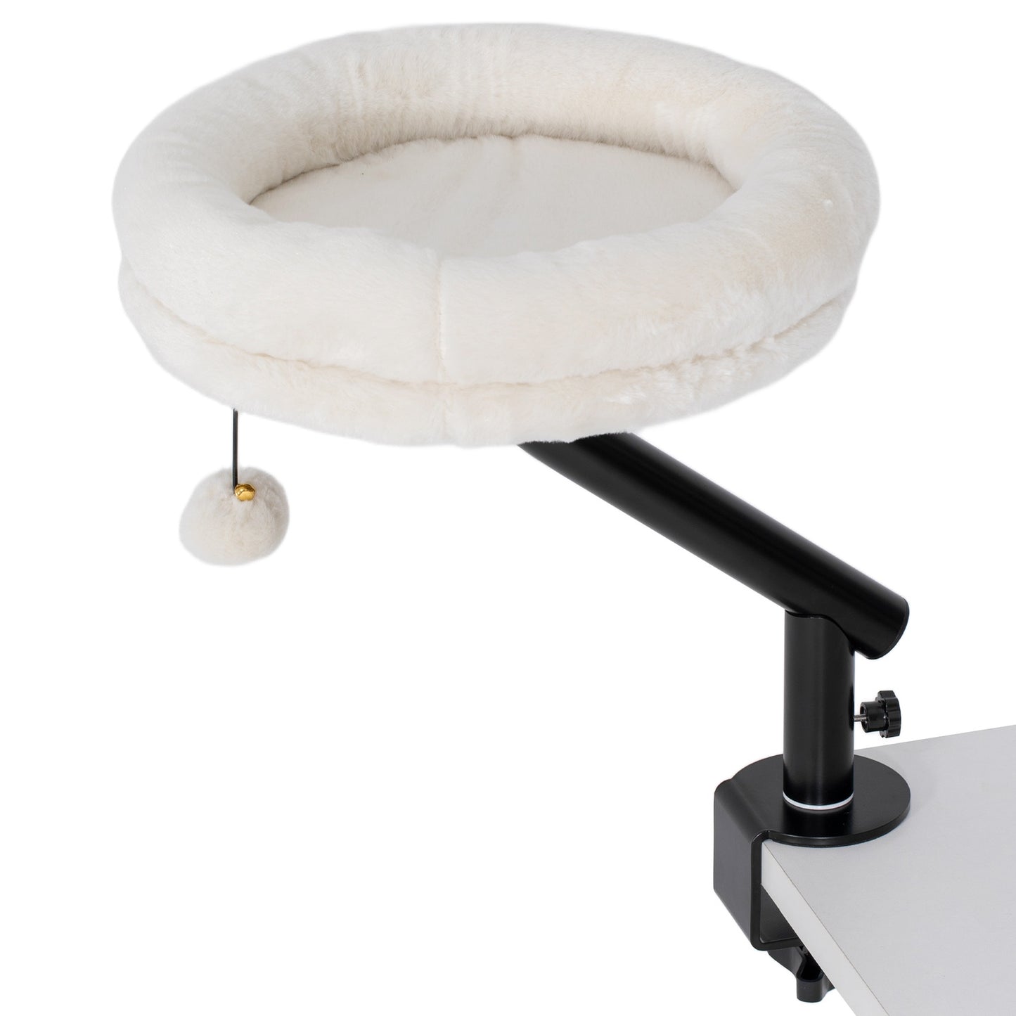 Cat Desk Bed, 360° Rotating, Adjustable Height, Cream