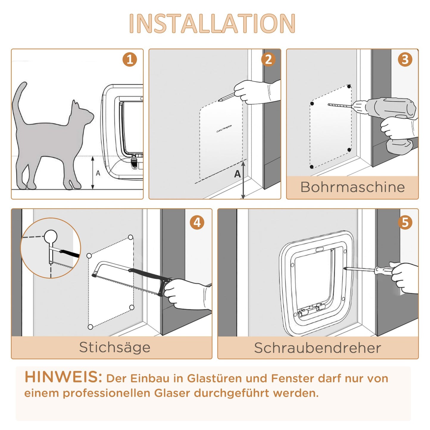 Pet door with 4-way lock, magnet, 30x29x10cm for doors