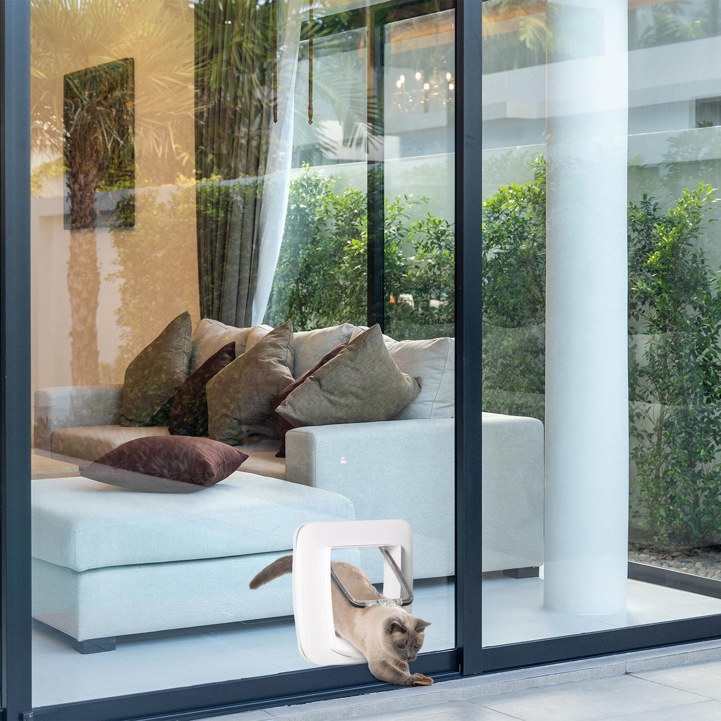 Pet door with 4-way lock, magnet, 30x29x10cm for doors