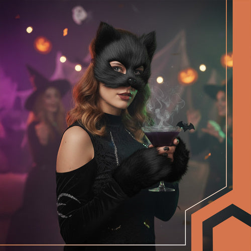 Cat/Fox Costume Set, Black – Mask, Tail, Paws