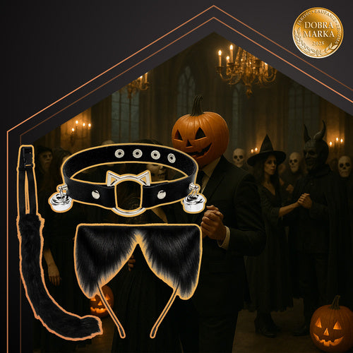 Cat/Fox Costume Set – Black, Tail, Ears, Choker