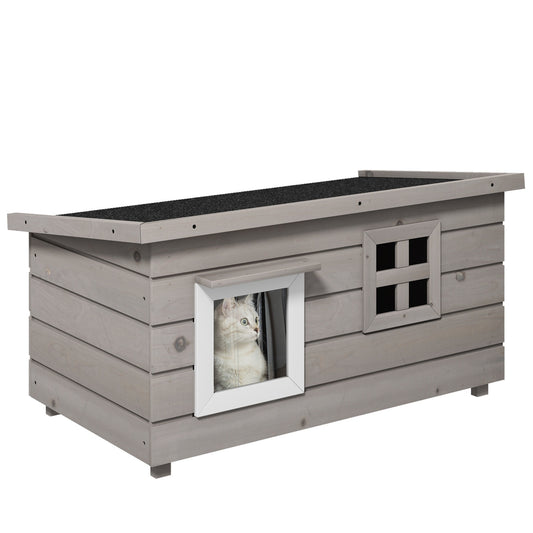 Outdoor winter-proof cat house - asphalt roof, spruce wood