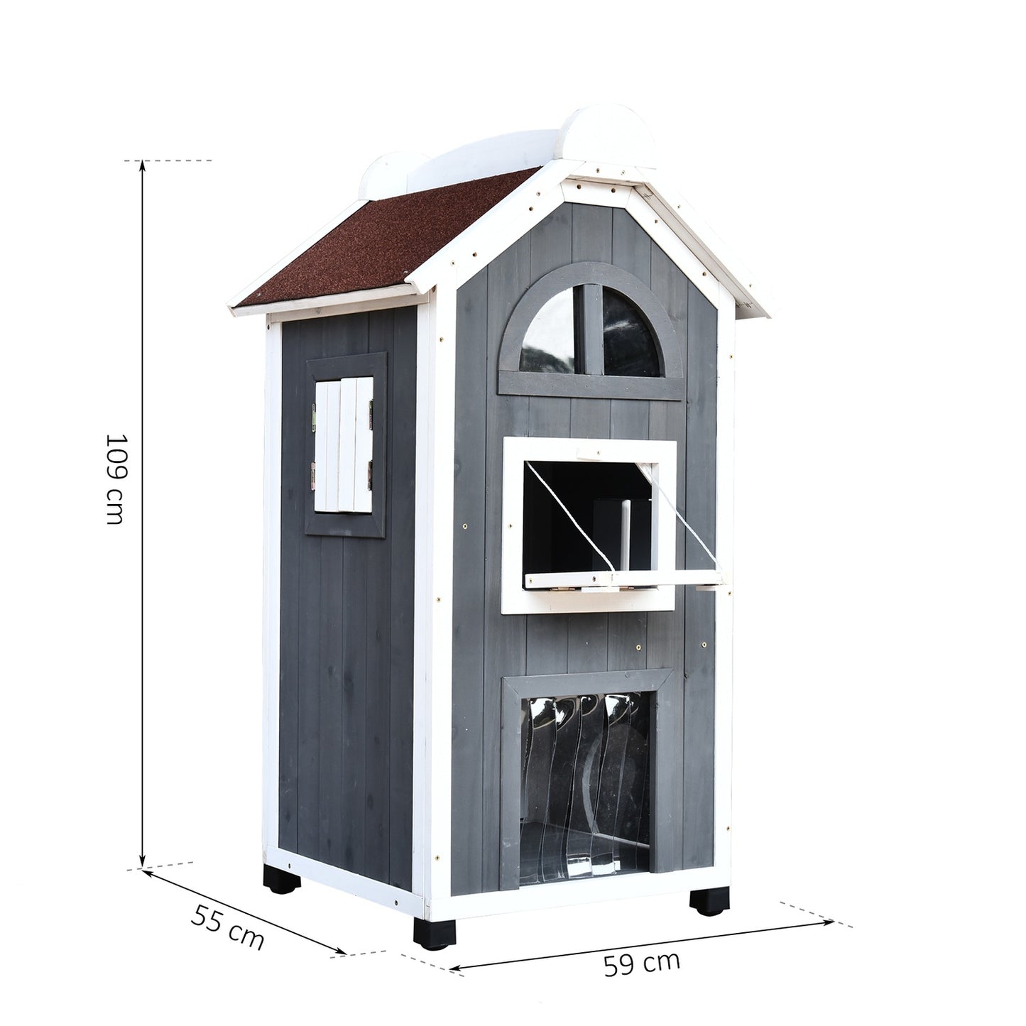 Cat house or litter box - spruce wood, asphalt roof
