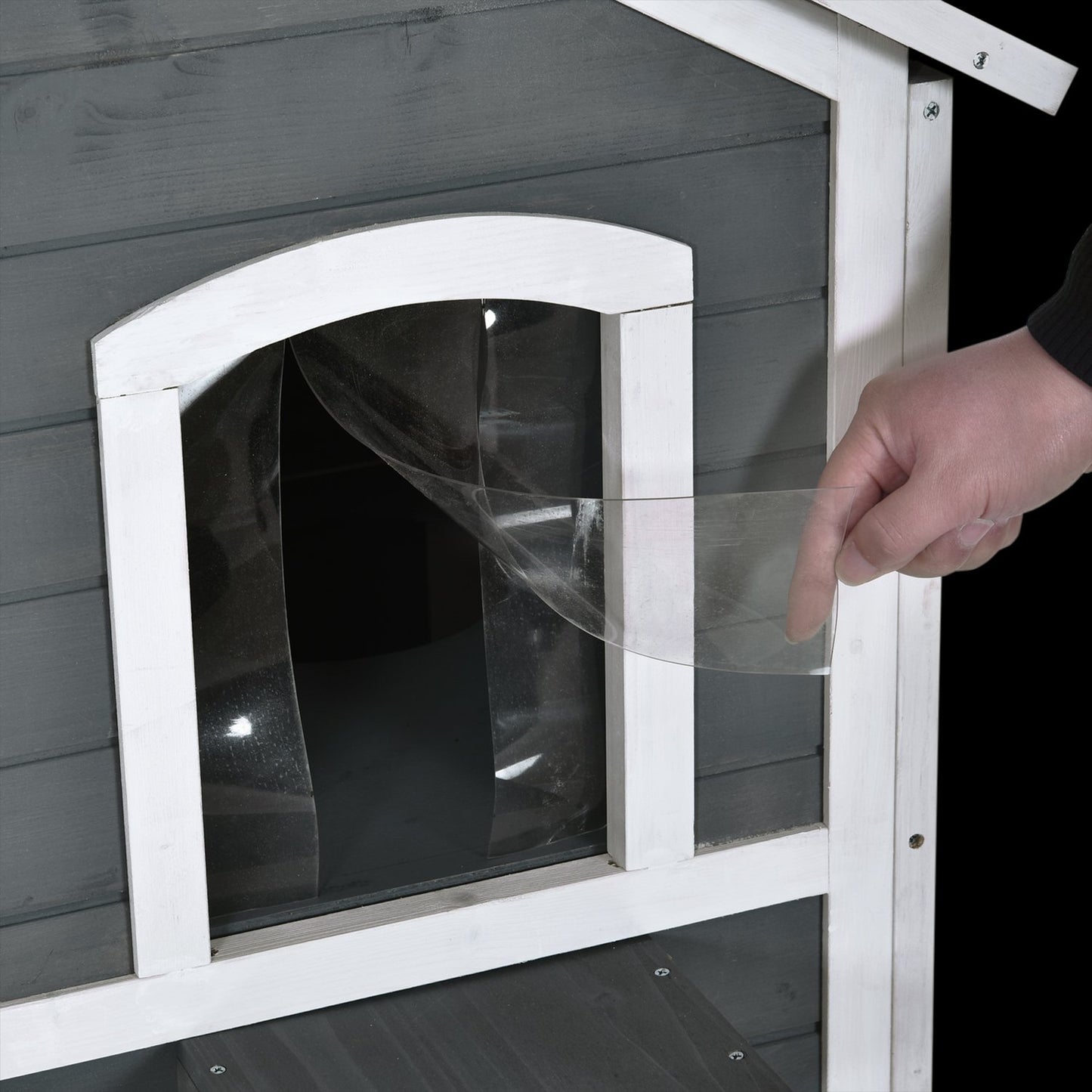 Outdoor weatherproof cat house, asphalt roof, 2 levels