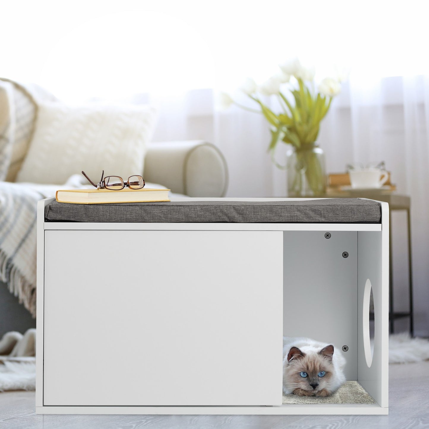Cat Litter Box Cabinet With Bench