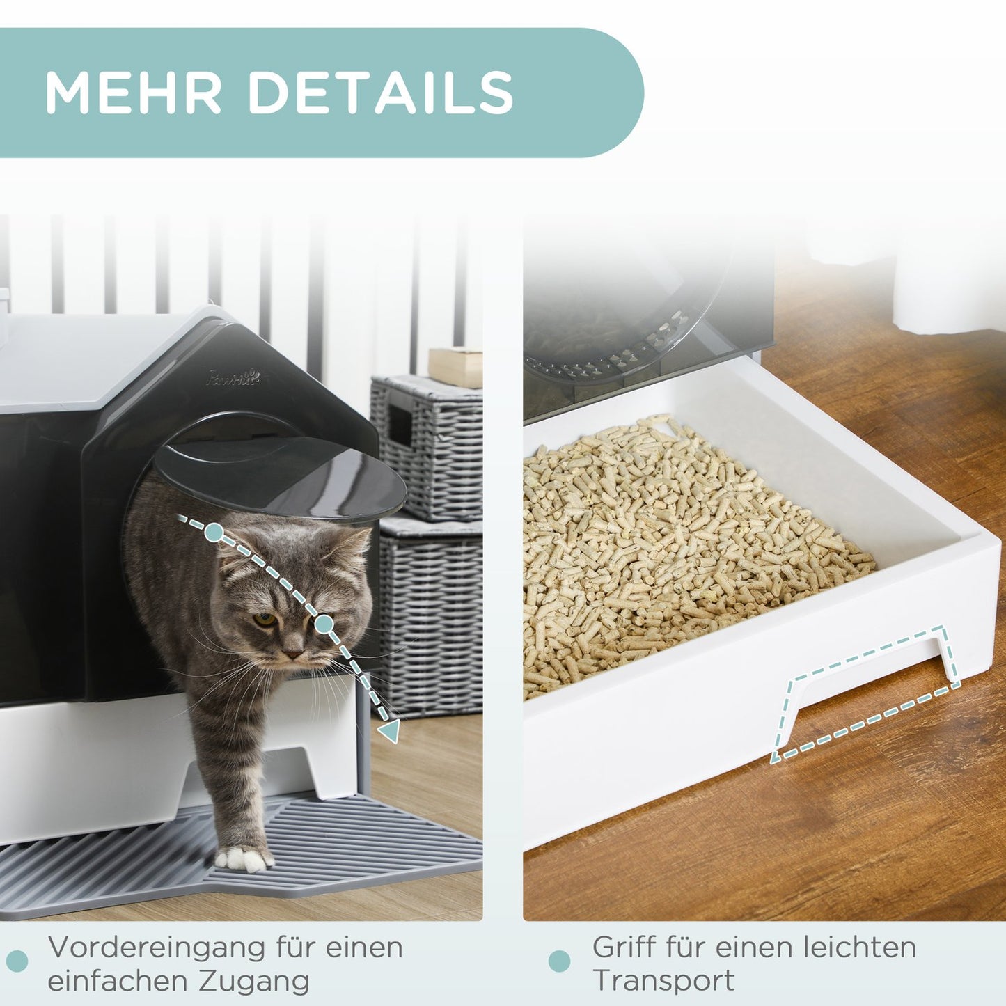Cat box with hood and filter for cats up to 8 kg