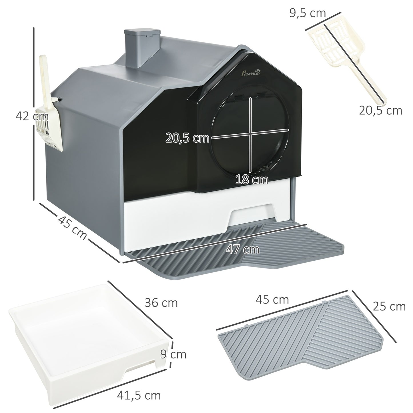 Cat box with hood and filter for cats up to 8 kg