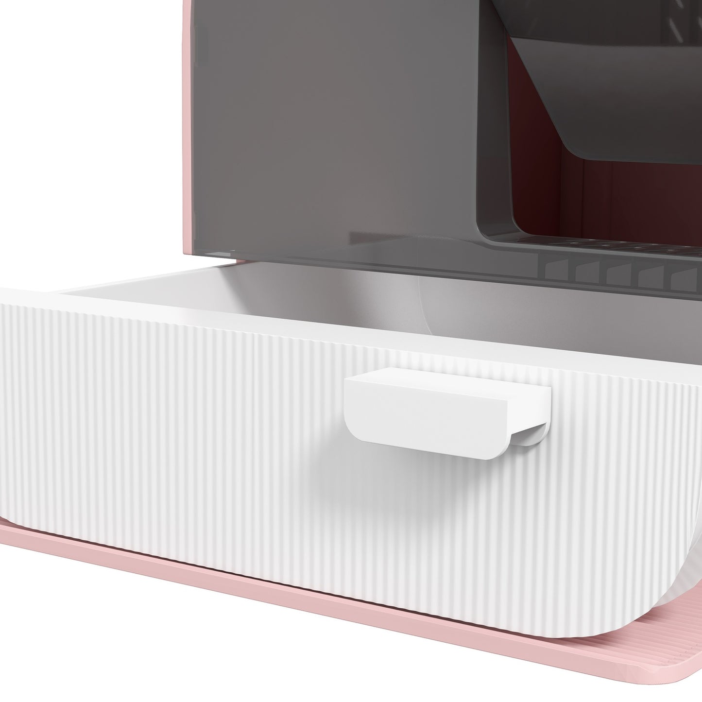 Pink cat litter box with pull-out tray and mat, 5 kg capacity