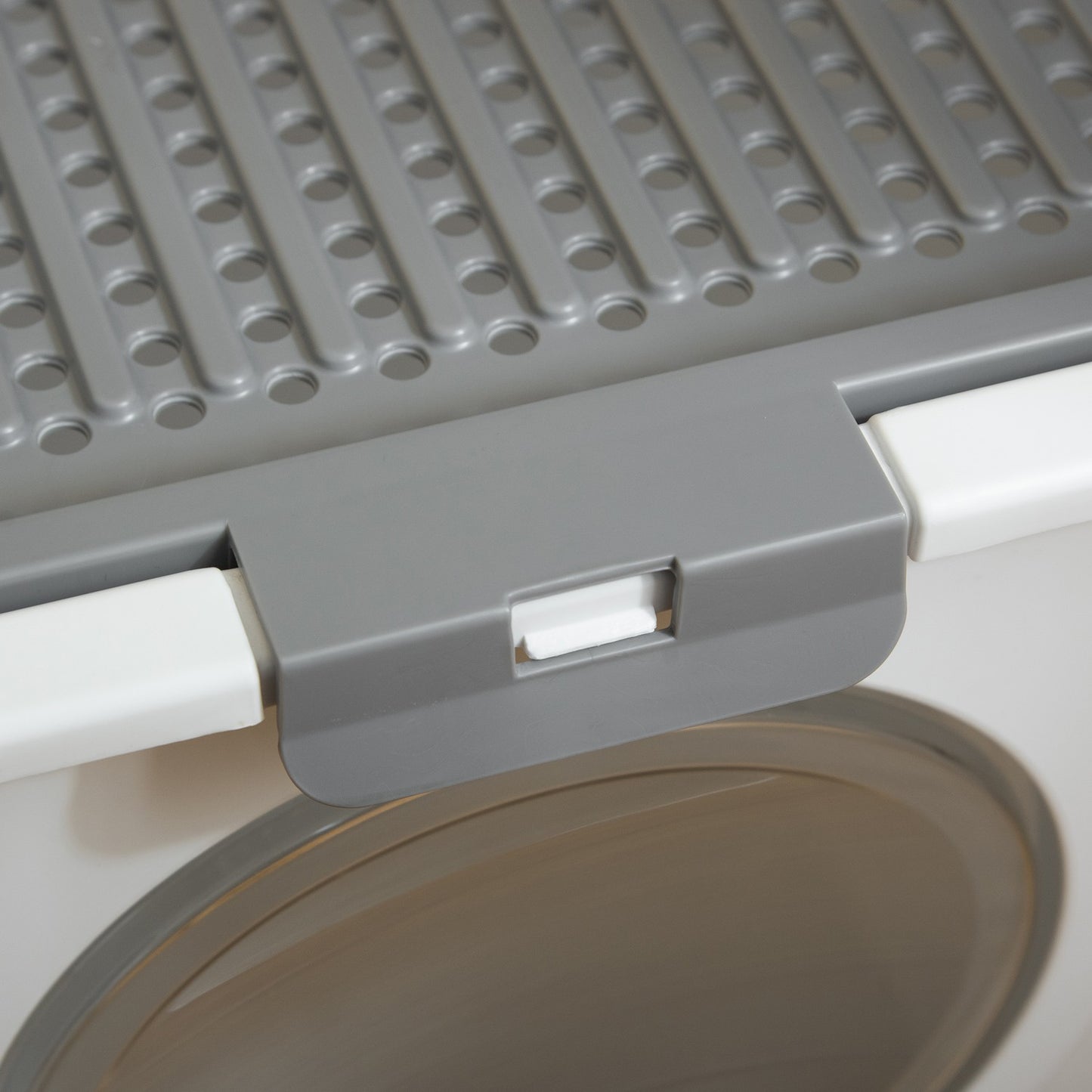 Plastic cat litter box with lid and scoop, indoor - Grey/White