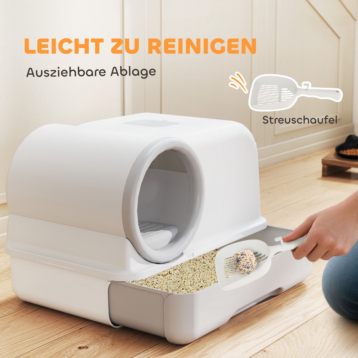 Cat Litter Box with Drawer and Carbon Filters, Plastic
