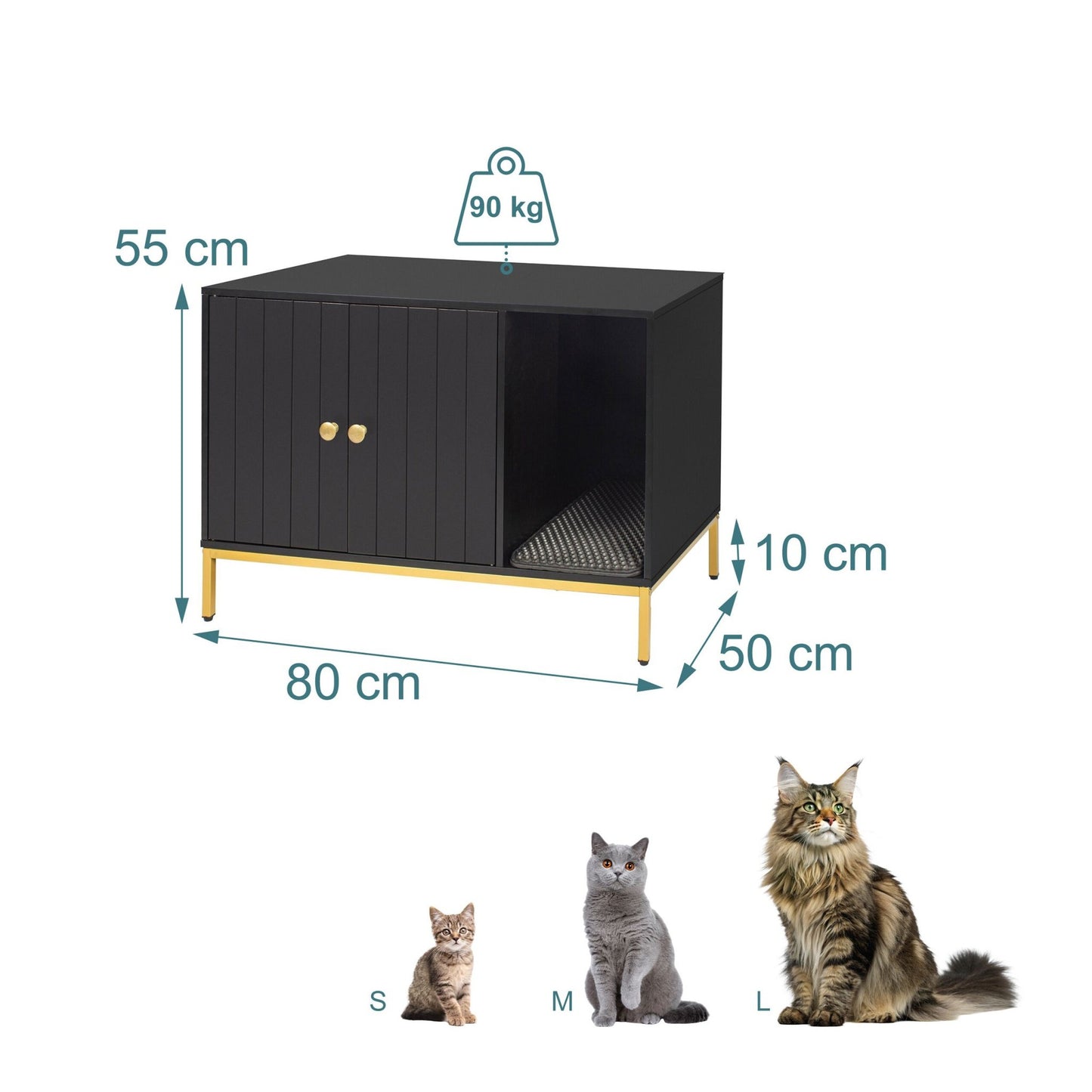Cat Litter Cabinet, Wood-Effect, Metal Frame, 2-Door