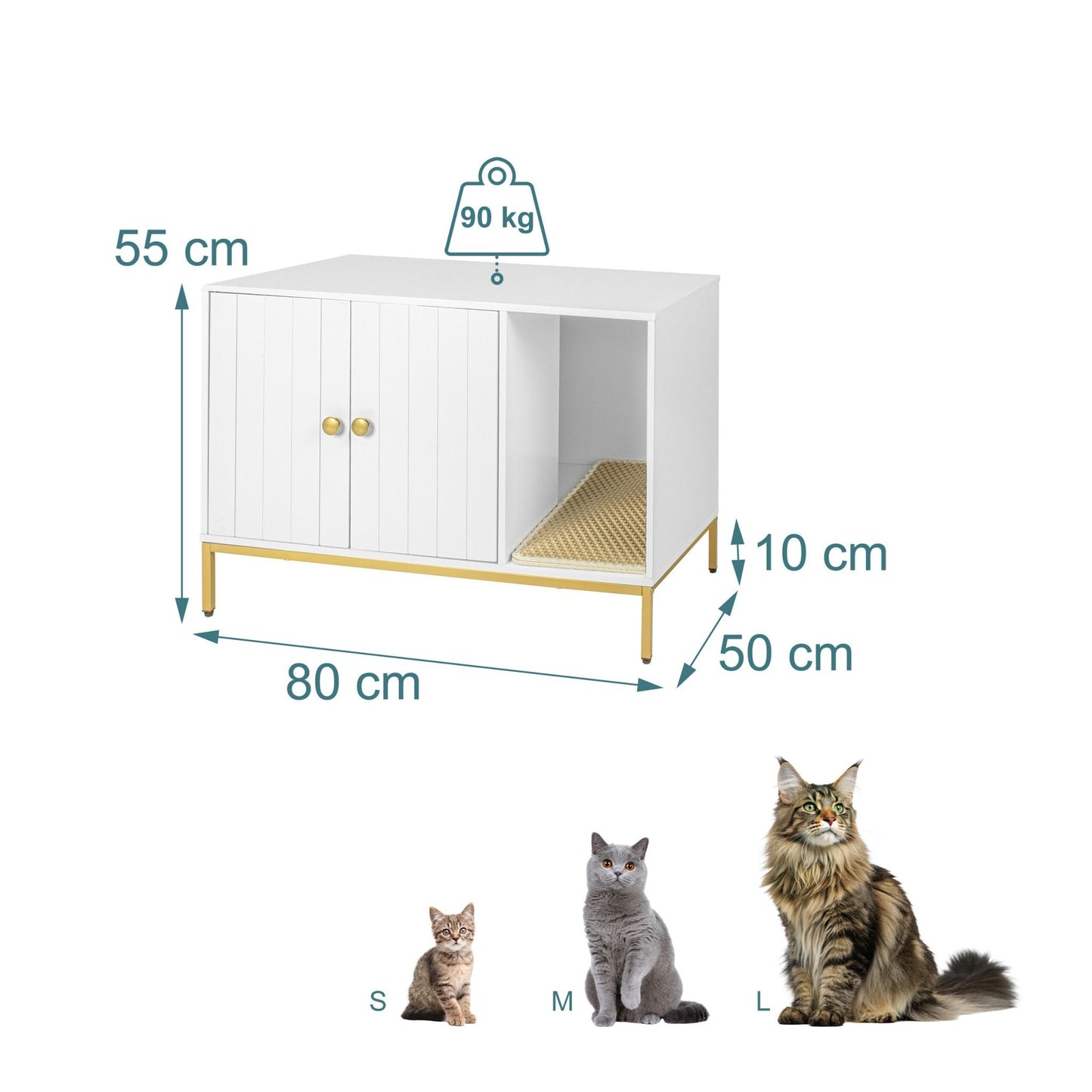 Cat Litter Cabinet – Wood-Effect, Metal Frame, 2-Door Design