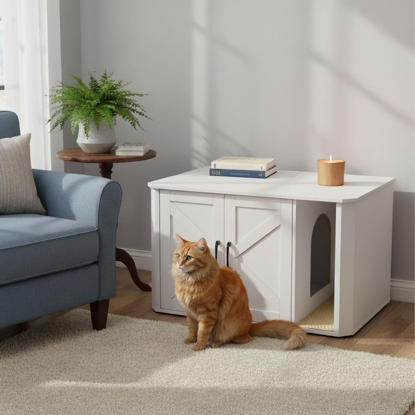 Cat Litter Cabinet with Mat – Wood-Effect, Multi-Use