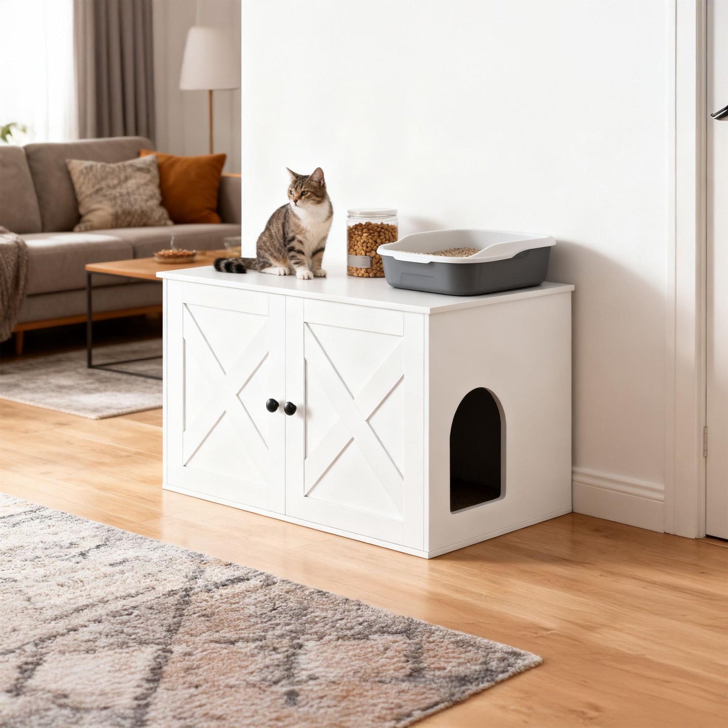 Cat Litter Cabinet with Side Entrance and Divider