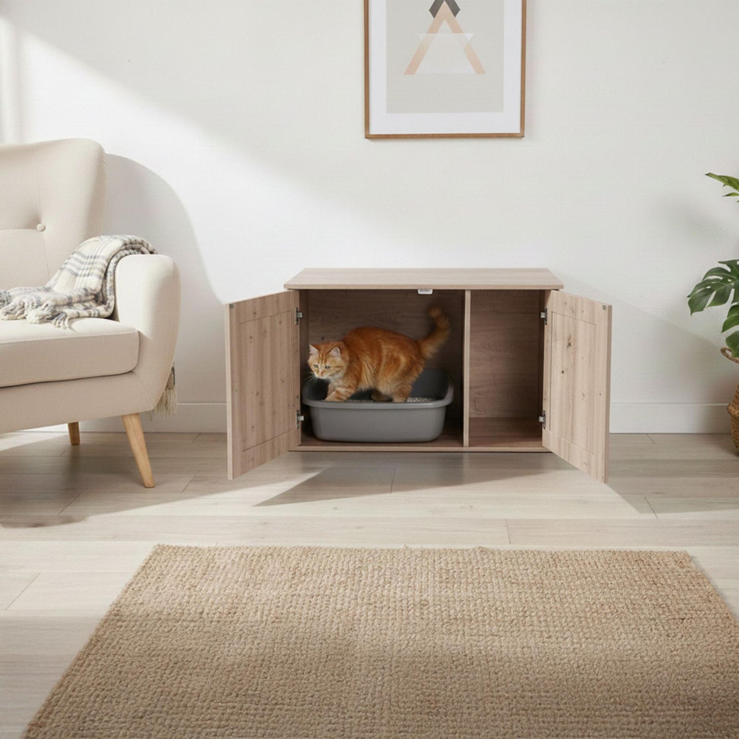 Cat Litter Cabinet with Side Entrance and Ventilation