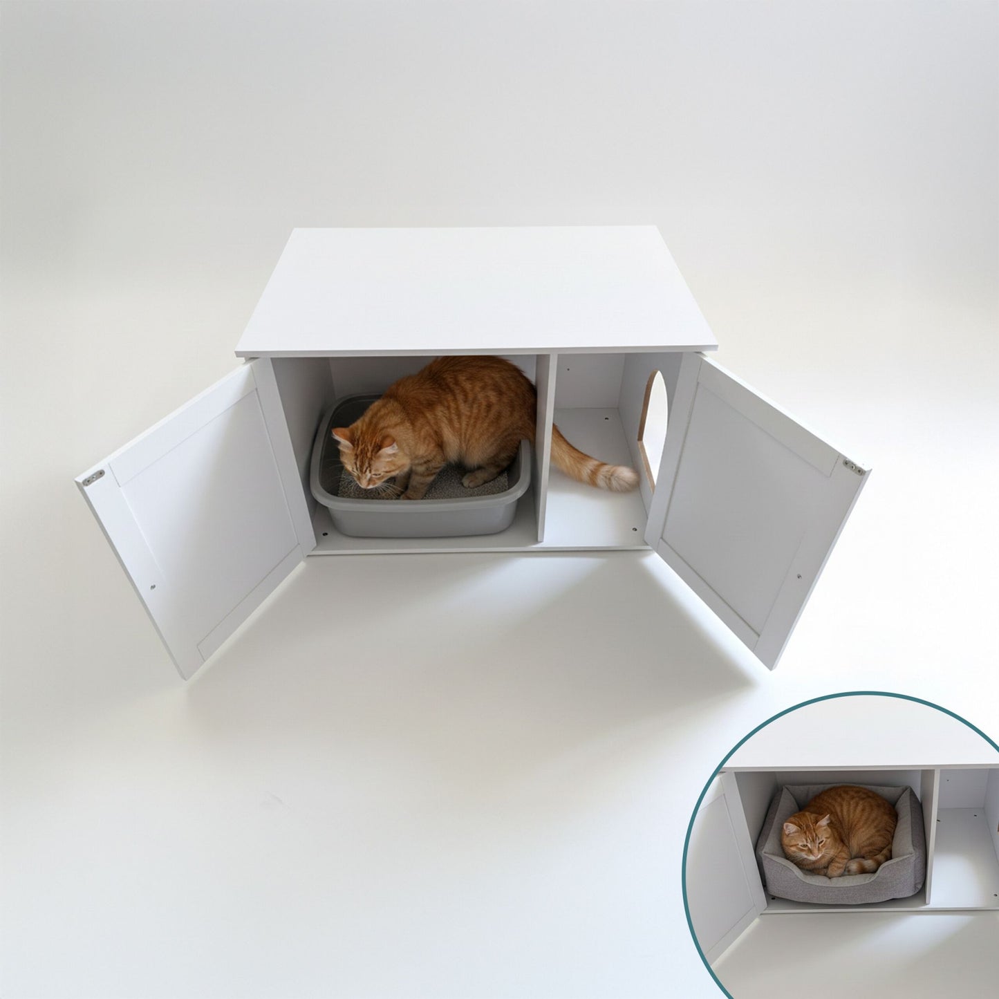 Cat Litter Cabinet with Ventilation, Wood Effect