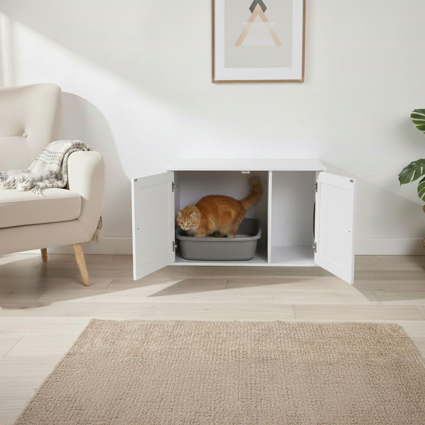 Cat Litter Cabinet with Ventilation, Wood Effect
