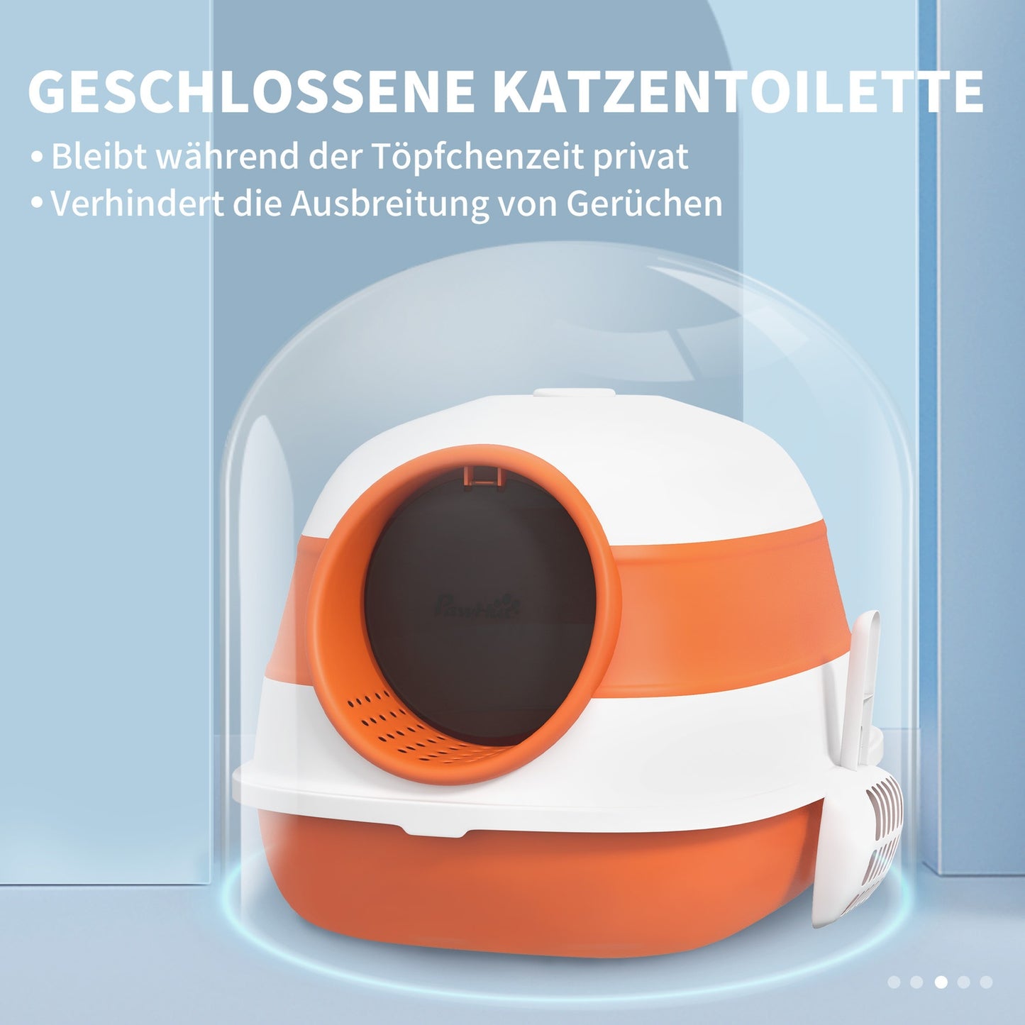 Covered cat litter box with odor remover and scoop