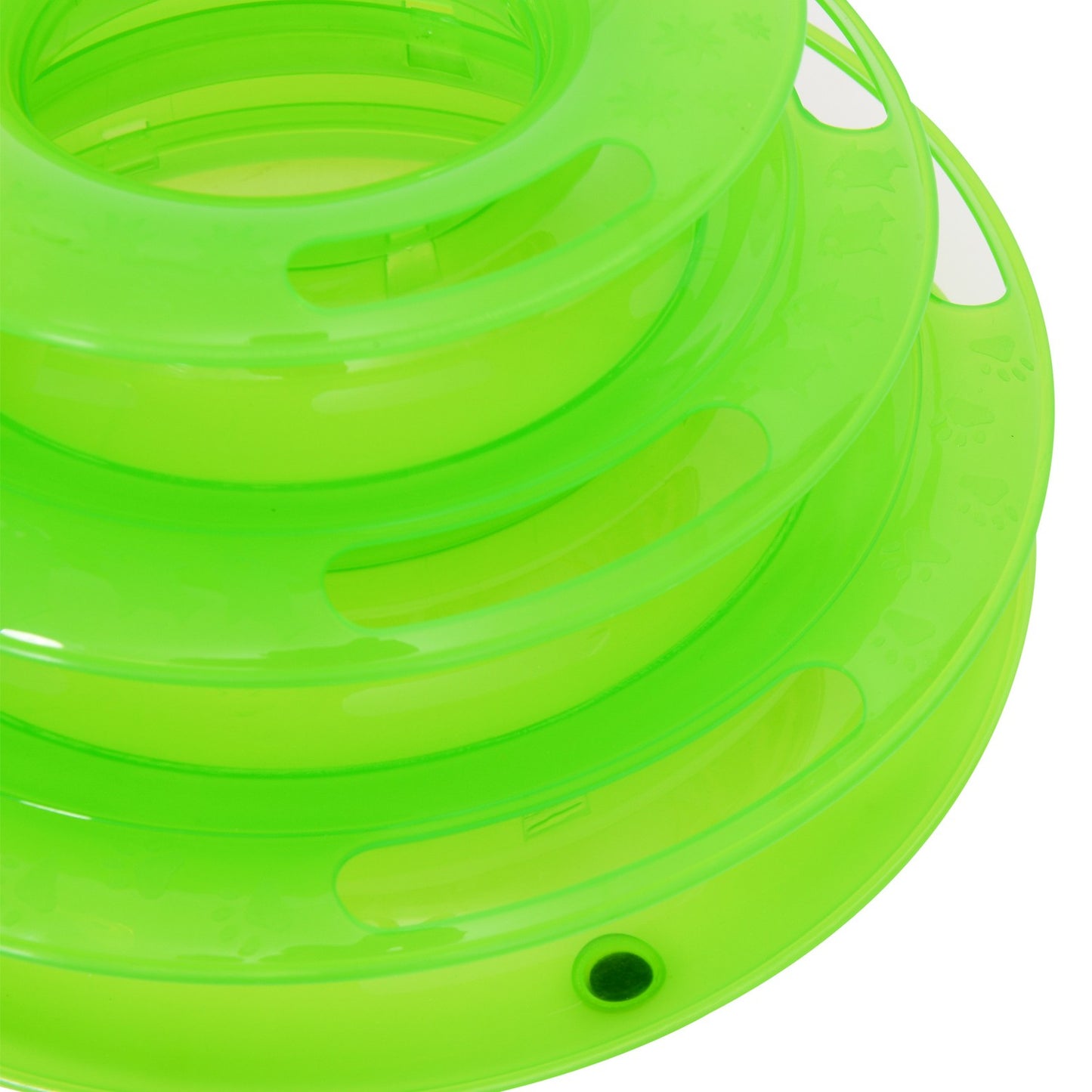 3-story cat litter box with spinning balls, green