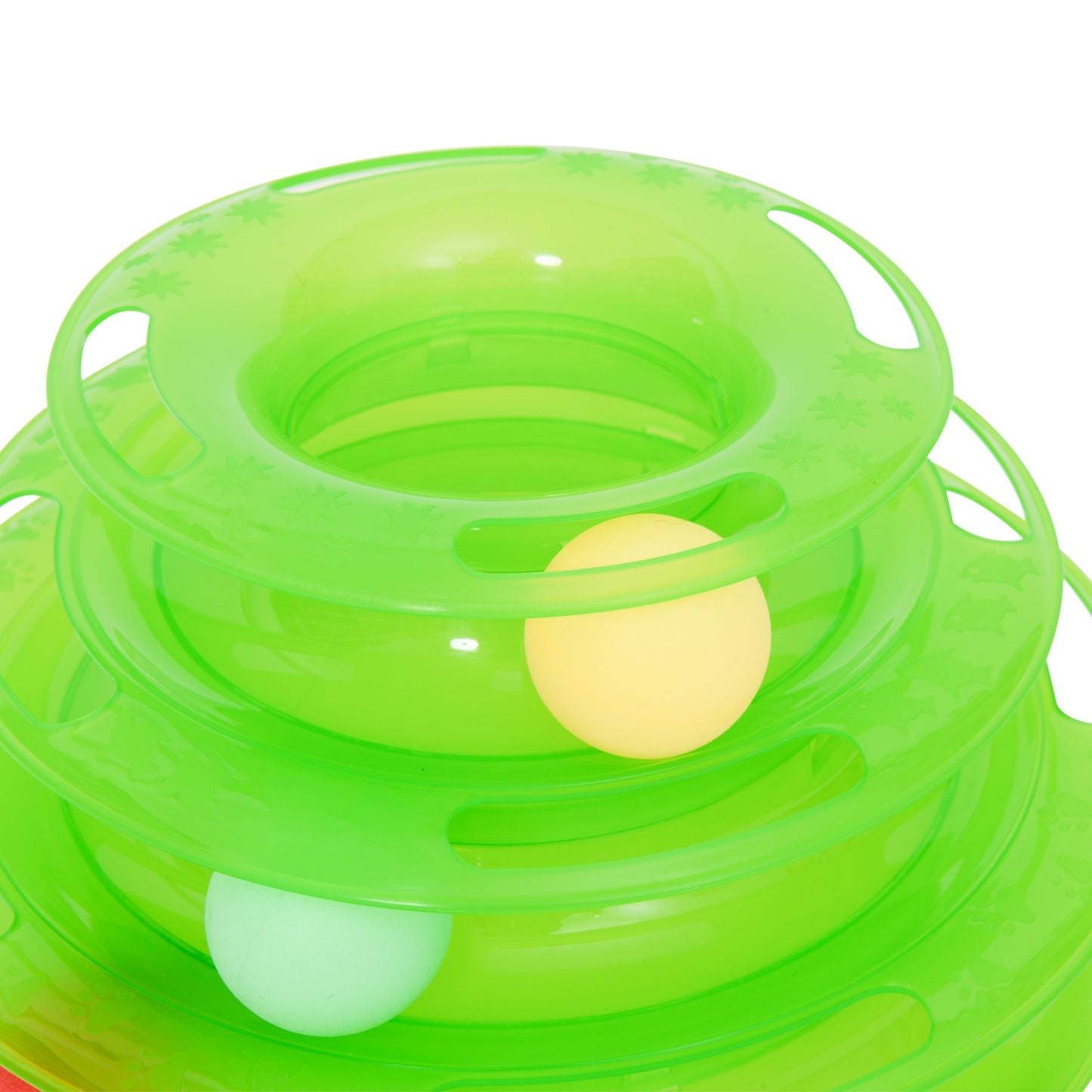 3-story cat litter box with spinning balls, green