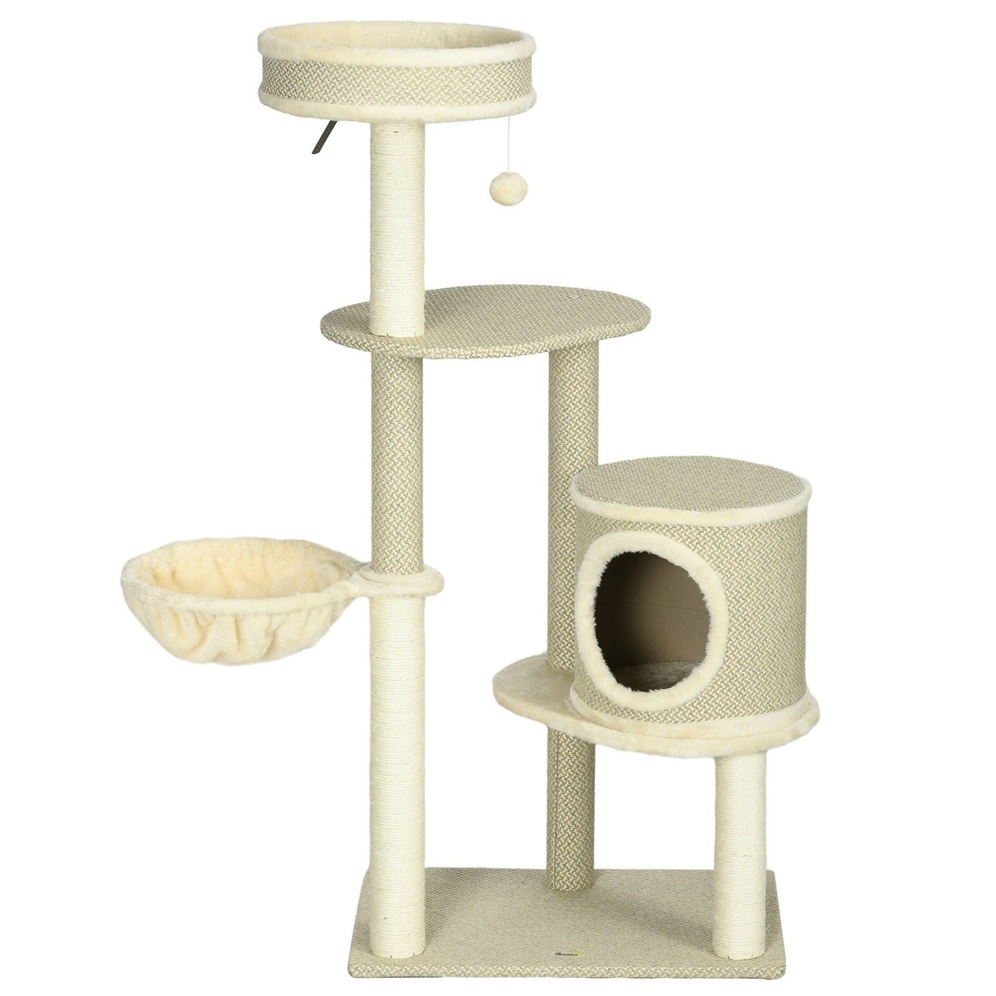 Cat scratching post with basket and ball, 124 cm - for cats up to 5 kg