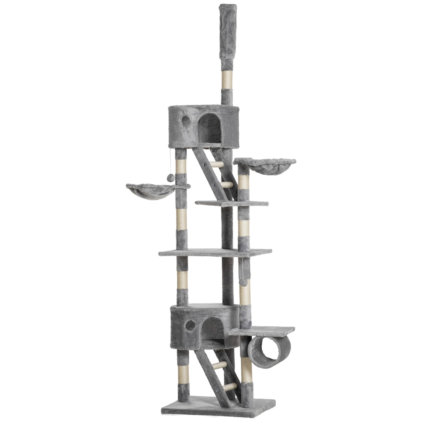 Cat tree with high ceiling with sisal, 60x45x240-260cm, gray