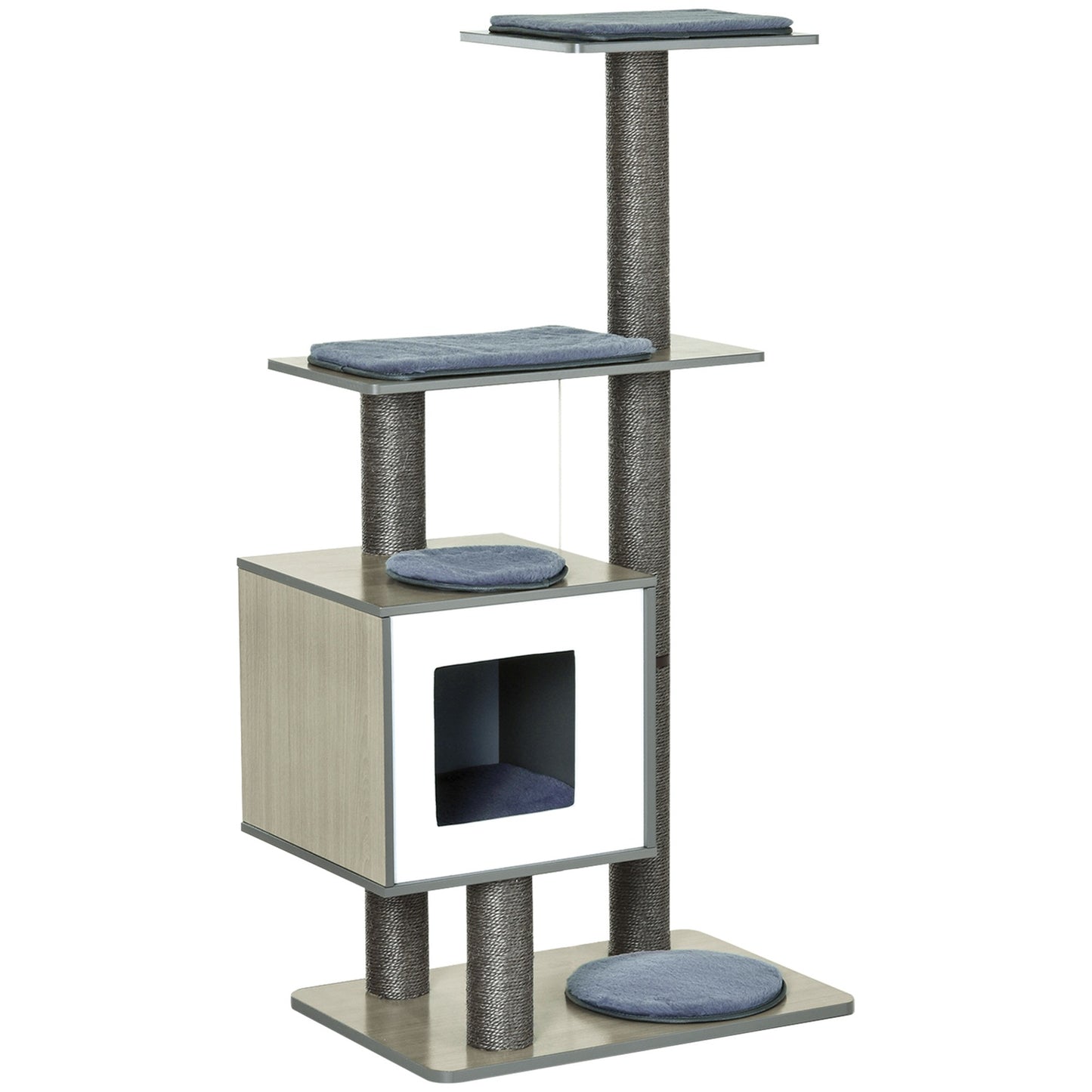 Cat scratching post with sisal and toy ball, grey, large