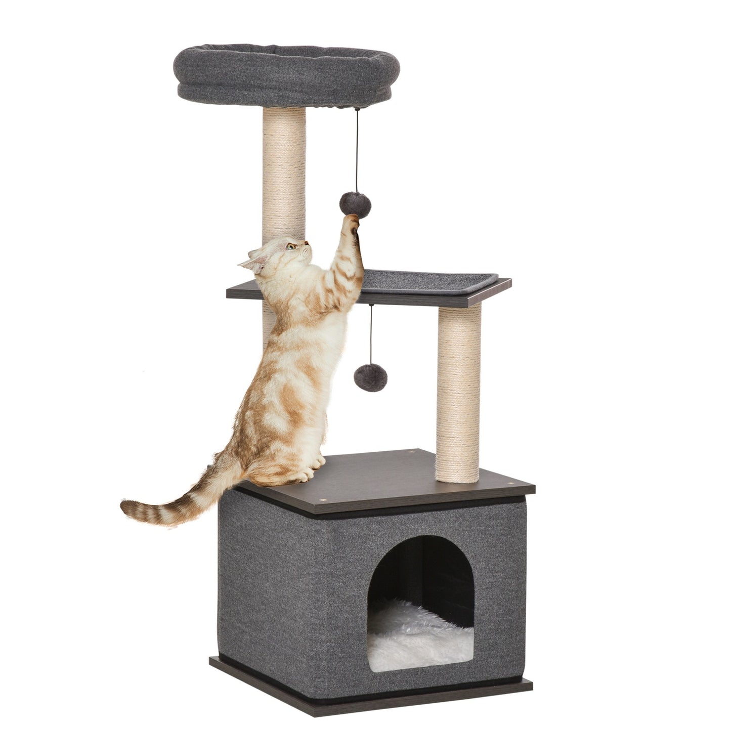 Cat Scratching Tree, Dark Grey, 40x104 cm, Sisal Rope