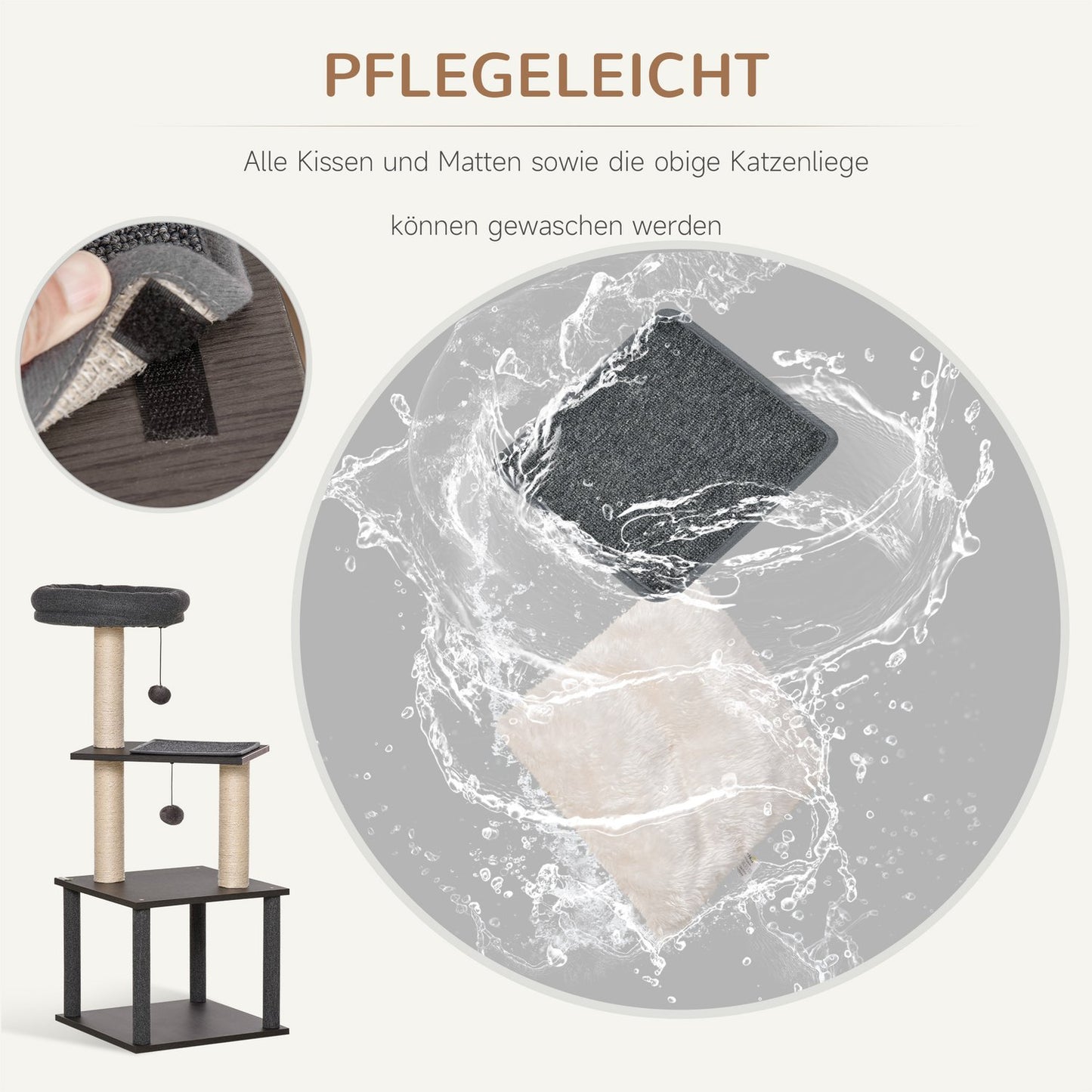 Cat Scratching Tree, Dark Grey, 40x104 cm, Sisal Rope
