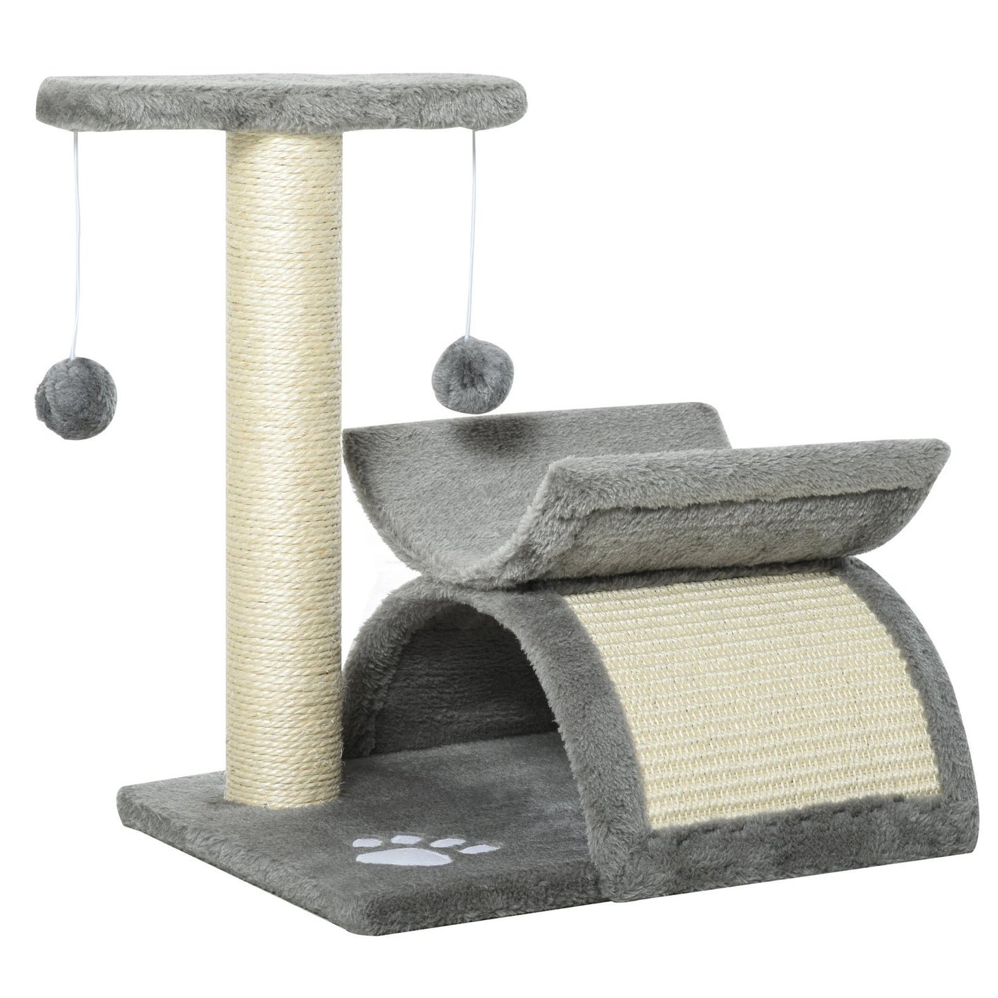 Cat scratching post with play ball, 40x30x43 cm, light grey