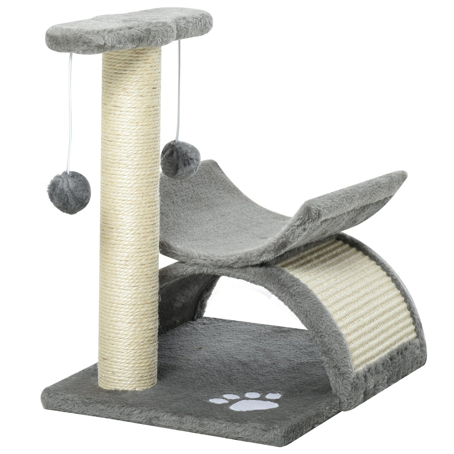 Cat scratching post with play ball, 40x30x43 cm, light grey