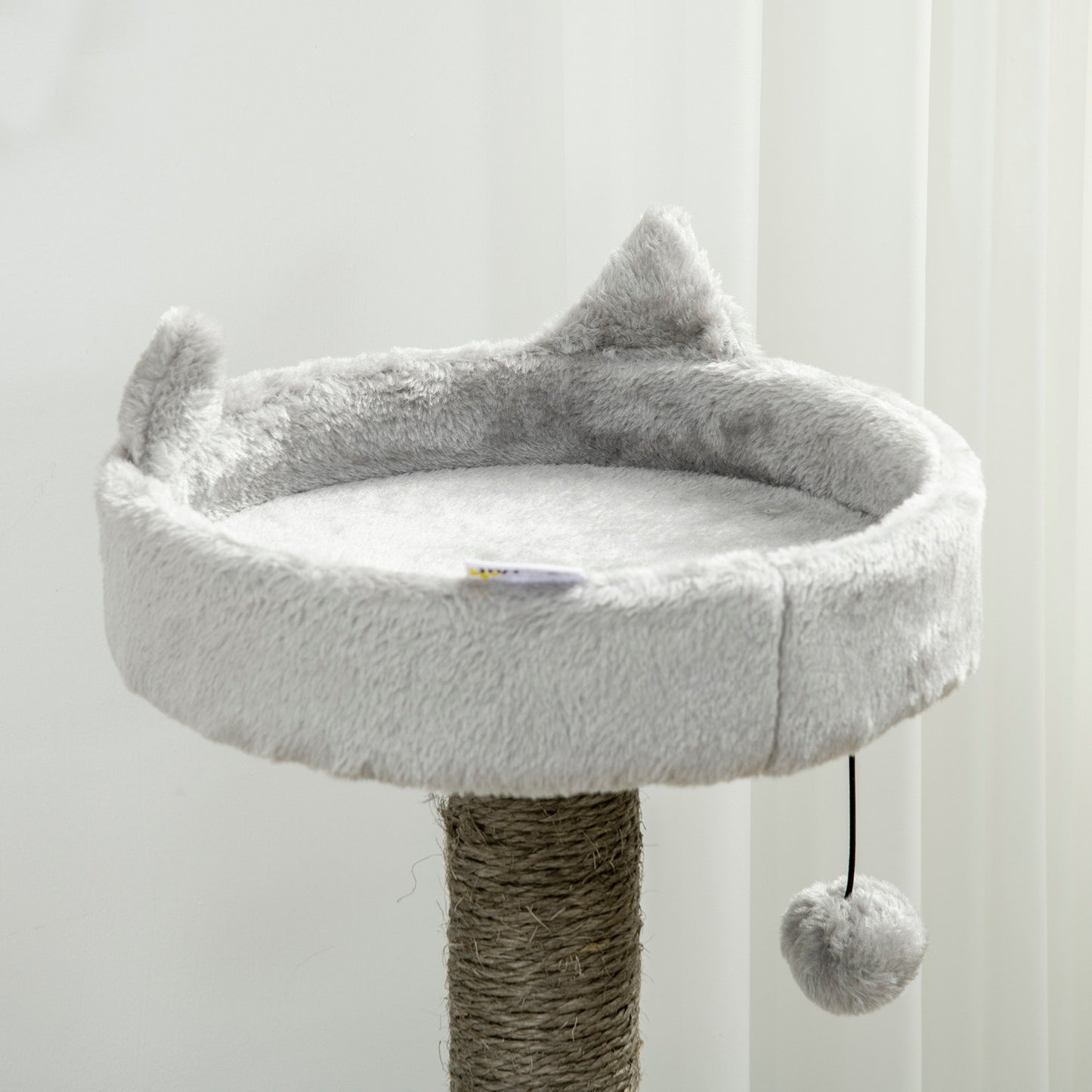 Cat scratching tree with cave & sisal, 113 cm, light grey