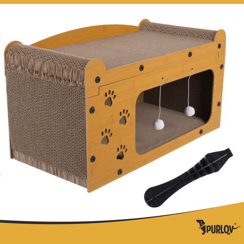 Cat Scratching Post with 2 Levels, Eco-Friendly HDF