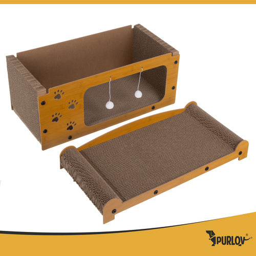 Cat Scratching Post with 2 Levels, Eco-Friendly HDF