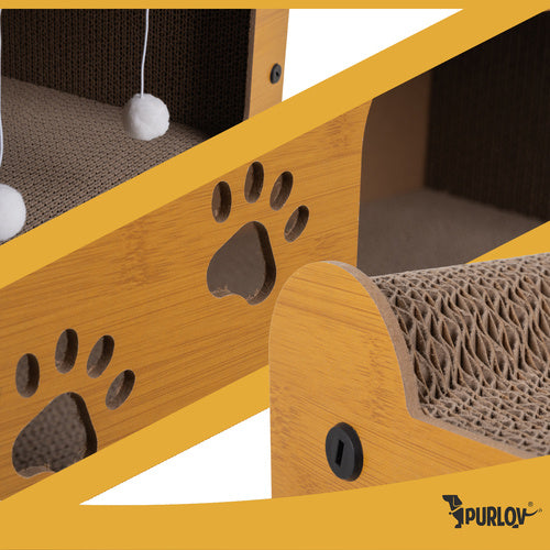 Cat Scratching Post with 2 Levels, Eco-Friendly HDF