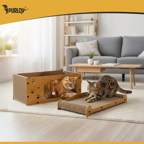 Cat Scratching Post with 2 Levels, Eco-Friendly HDF