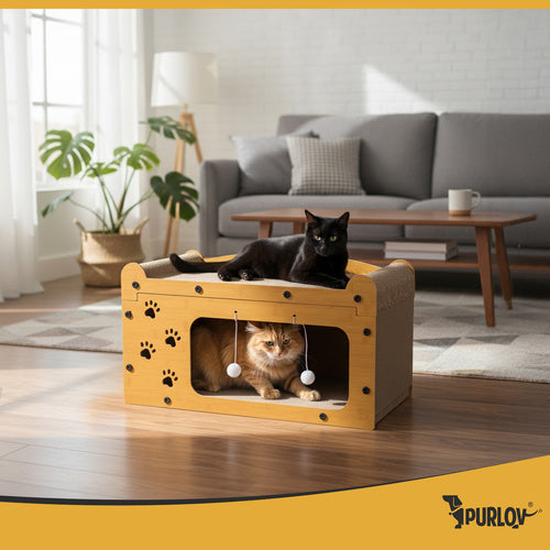 Cat Scratching Post with 2 Levels, Eco-Friendly HDF