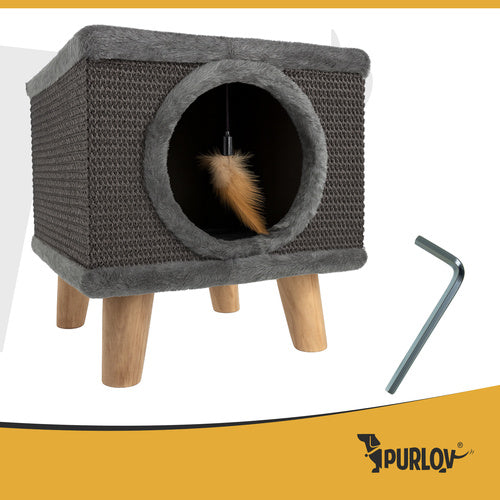 Cat Scratching Post with Bed, Sisal, Stable Legs