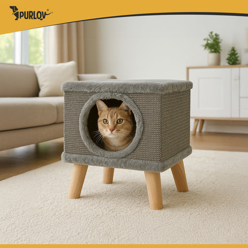 Cat Scratching Post with Bed, Sisal, Stable Legs