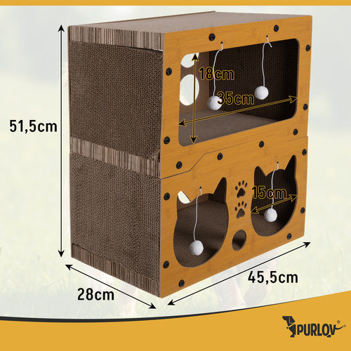 Cat Scratching Post with Two-Story House, Eco-Friendly